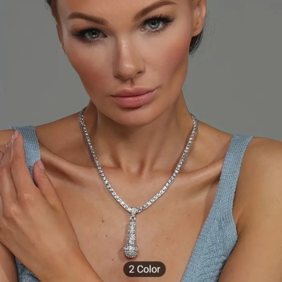 Iced out hip-hop karaoke microphone chain and charm pendant - Picture 5 of 7